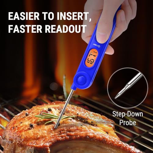 TempPro TP03B Digital Meat Thermometer for Cooking, Instant Read Thermometer with Backlight, Kitchen Food Thermometer for Grill Smoker BBQ Oil Deep Fry Candy Bread Coffee (Previously ThermoPro) - color: Blue