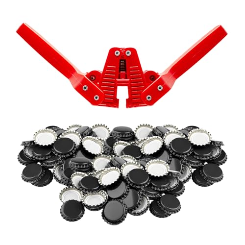 Fermentaholics Beer Bottle Capper & Lid Set – Double Wing Capping Tool & 144 Black Crown Caps – For Bottling Drinks at Home – Fits Standard Beer Bottles, Homebrew, 12 oz & Bombers with 26mm Opening - size: Bottle Capper Lid Set and 144 Black Crown Caps