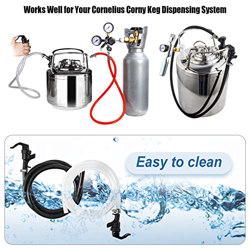 MRbrew 3+3 FT Ball Lock Beer Line Assembly Kit, Draft Beer Line with Picnic Tap Faucet Kegerator Dispenser PVC Brewing Tubing Cornelius Corny Quick Disconnect Barb Fitting Soda Dispenser Assembly