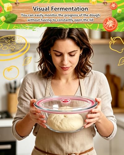 2 Pack Pizza Dough Proofing Container, 2000ML Glass Proofing Box with Clear Airtight Lid, Stackable Fermentation Storage for Dough Balls & Bread, Includes Cutter - color: Glass-2000ML