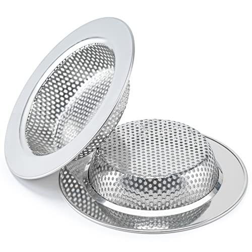 Honmein 2 Pcs Sink Strainer for Most Kitchen Sink Drain Basket, Upgraded Double-Layer Safe Design Kitchen Sink Strainer (Outer Diameter 4.5 Inch) - color: Silver(2 Pcs)