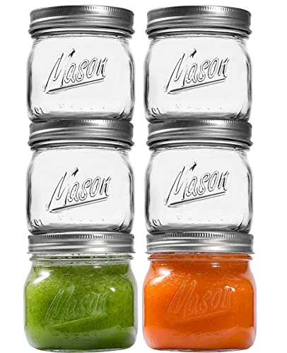 Ieavier 6PCS Wide Mouth Mason Jars 16oz with Airtight Lids and Bands, Canning Jars with Crystal Glass for Food Storage, Spice Jars, Canning, DIY Projects, Jam, Jelly, Honey, Preserving, Drinking - color: 16oz-6pack