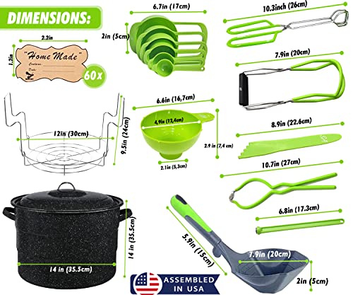 Canning Supplies-24 Qt. Water Bath Canning Pot with Rack & Lid -Starter Kits Set for Beginners - Stainless Steel Water Bath Canner Kit & Rack-Rack, XL Ladle, Measuring Cups, Kitchen Funnel by Supa Ant - size: 10-Piece Advanced