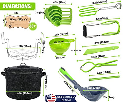 Canning Supplies-24 Qt. Water Bath Canning Pot with Rack & Lid -Starter Kits Set for Beginners - Stainless Steel Water Bath Canner Kit & Rack-Rack, XL Ladle, Measuring Cups, Kitchen Funnel by Supa Ant - size: 10-Piece Advanced