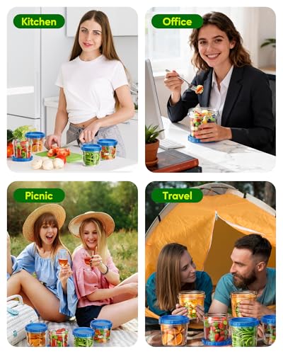Canfanni 8 Pack-24 OZ Freezer Storage Containers, Plastic Soup Container with Lids, BPA Free Food Storage Containers with Twist Top Lids, Reusable, Microwave and Dishwasher Safe