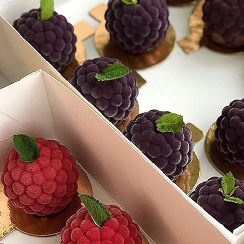 OCPO KITCHEN 3D Raspberry Silicone Mold for Baking Mousse Cake, Candy, Chocolate, Truffle, French Dessert, Pastry, Cupcake, Fruit Ice Cream Mould, Cake Decoration Mold, Raspberry Shape (4-Cavity) - style: Raspberry (4-Cavity)