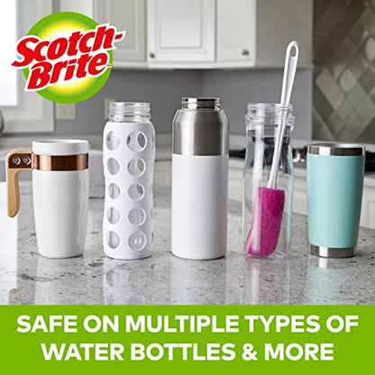 Scotch-Brite Water Bottle Scrubber, Safe On Glass, Plastic and Stainless Steel (Pack of 2) - size: Bottle Scrubber (Pack of 2)