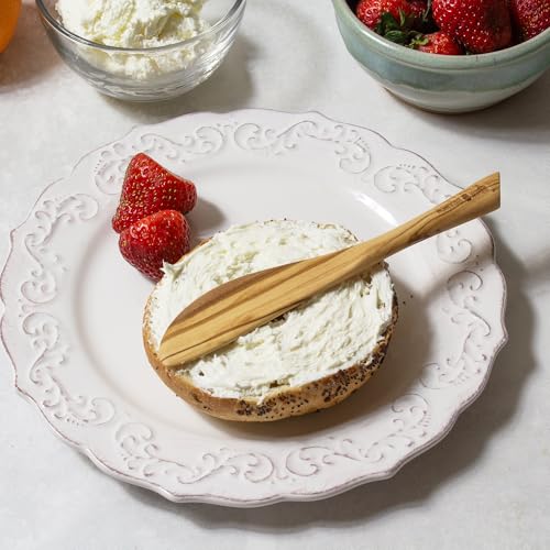 Totally Bamboo Rock & Branch Olive Wood Cheese Spreader Knife, Wooden Kitchen Spreader for Butter, Dips, Soft Cheese, Jams and More, 6-3/4" Long
