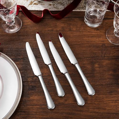 Royalrose Premium Aria 4-Piece 9.6 Inch Silverware Knives (Dinner Knives) | Stainless Steel Table Knives, Silverware Knives, Butter Knives, Mirror Finish, Dishwasher Safe, Ideal for Steak & Butter