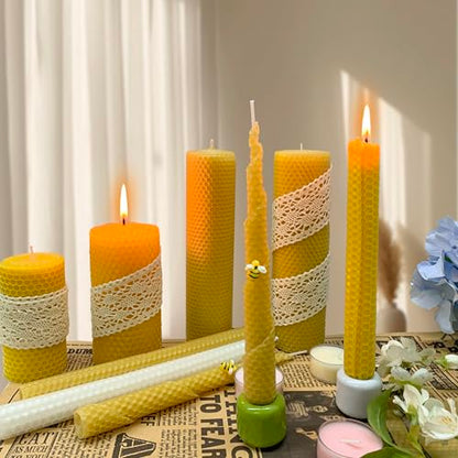 Lacaser Beeswax Candle Making Kit, 10pcs 8"x 8" 100% Beeswax Sheets for Candle Making -Include Bee Ornaments, Lace, Cotton Wicks & Hemp Rope, DIY Candles Making Supplies - color: Natural (8x8)