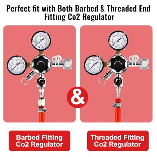 Homebrew Ball Lock Gas Line Assembly, 5 FT Co2 Gas Line Tubing for Kegerator with O.D 5/16”Ball Lock Gas Disconnect PVC Ball Lock Co2 Hose Assemble Draft Beer Red Hose Kit for Corny Keg