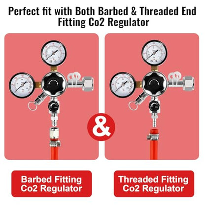 Homebrew Ball Lock Gas Line Assembly, 5 FT Co2 Gas Line Tubing for Kegerator with O.D 5/16”Ball Lock Gas Disconnect PVC Ball Lock Co2 Hose Assemble Draft Beer Red Hose Kit for Corny Keg
