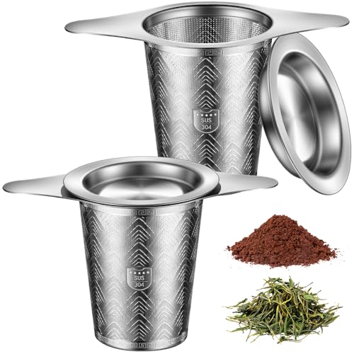 2Pack Stainless Steel Tea Strainers for Loose Tea Infuser, BOMANSI BOMS Extra-Fine Mesh Tea Infuser for Loose Leaf Tea, Tea Holder Loose Leaf Tea Steeper, Tea Diffuser for Rooibos, Black Tea, Herbal - style: Mountain Design