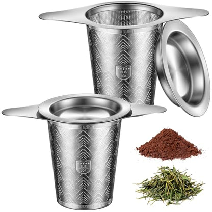 2Pack Stainless Steel Tea Strainers for Loose Tea Infuser, BOMANSI BOMS Extra-Fine Mesh Tea Infuser for Loose Leaf Tea, Tea Holder Loose Leaf Tea Steeper, Tea Diffuser for Rooibos, Black Tea, Herbal - style: Mountain Design