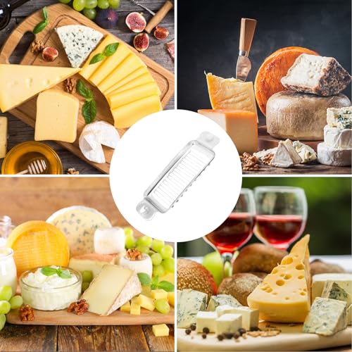 lasuroa Butter Slicer Cutter, Stainless Steel Ergonomic Cheese Slicer Cheese Even Stick Slicing Tool for Portion Control Cheese Wire Slicer with Portable Grip for Food Square Block Butter(Silver) - style: Butter Slicer (with Portable Grip)