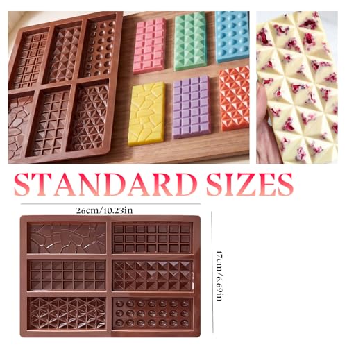 2 Pieces Silicone Break Apart Chocolate Moulds,Silicone Square Mold,Non-Stick Candy Chocolate Bar Mold,Reusable Candy Protein Silicone Chocolate Mold （B） - color: 2 Pieces