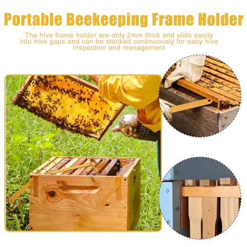 4 Pcs Beehive Frame Holder-Double Sided Painted Stainless Steel Hive Inspection Bracket, Laser Processes Bee Hive Stand Tool for Honey Harvesting and Inspection, Bee Hive Stand for Beekeeper Hive Tool - color: Vibrant Gentle Yellow-4