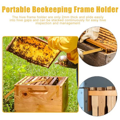 4 Pcs Beehive Frame Holder-Double Sided Painted Stainless Steel Hive Inspection Bracket, Laser Processes Bee Hive Stand Tool for Honey Harvesting and Inspection, Bee Hive Stand for Beekeeper Hive Tool - color: Vibrant Gentle Yellow-4
