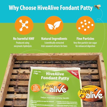 HIVE ALIVE Fondant Bee Food Supplement – Easy to Use Feed Enhancer Prevents Starvation During Overwintering – HiveAlive Feeding Program - Single - size: Single