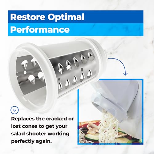 Shred Cone for Presto Regular Salad Shooter Models 02910 02980, Cheese Grater Replacement Parts for Shredding Cheese, Vegetables and Fruits (Square Plug)