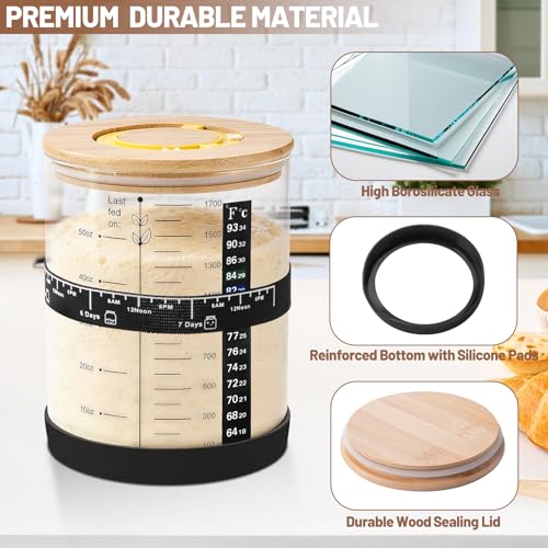 EOKPHULL Sourdough Starter Jar Kit,50 OZ Wide Mouth Sourdough Starter Jar Glass with Measurement,Sourdough Bread Baking Tools for Sourdough Lovers Beginners,Reuseble Sour Dough Home Baking Supplies