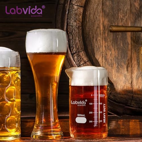 6pcs 600ml Upgrated Thick Glass Beakers, Griffin Low Form Beaker Set with Double Scale, 3.3 Boro, LVA030 - style: 6pcs of Vol.600ml