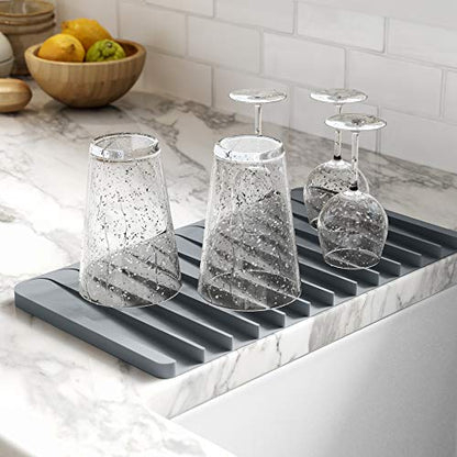 Kraus Self-Draining Silicone Dish Drying Mat or Trivet for Kitchen Counter in Light Grey, KDM-10LG - color: Light Grey, style: Drying Mat