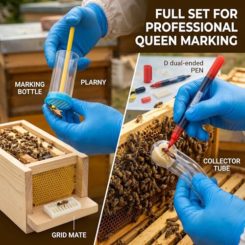 5 Pcs Queen Marking Kit Queen Bee Marking Pen Cage & Collection Tool Set Ideal for Beekeeping