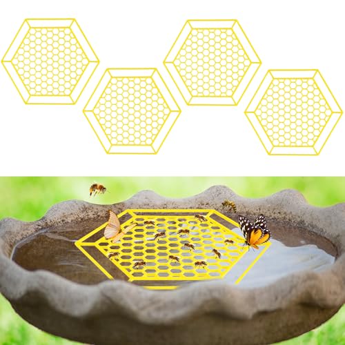 4 Pack Floating Bee Island, 7.1 Inch Bee Watering Station, Bee Bath Bee Drinking Station Bee Waterer and Butterfly Water Stations Butterfly Feeders for Outdoors Thirsty Pollinators Feeding - color: Yellow-4Pc