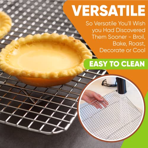 Spring Chef 8.5" x 12" Stainless Steel Cooling Racks, Wire Rack for Baking Sheet - Fits Small Quarter Sheet Pan - Perfect for Cooking, Baking, Grilling, Smoking - Dishwasher Safe - Set of 2 - size: 8.5"x12", style: 2 Pack