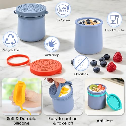 8pack for La Fermiere Yogurt Jar Lids Silicone, Leakproof Covers Fit for La Fermière Yogurt Jars, Reusable Replacement Yogurt Jar Lids, Dishwasher Safe
