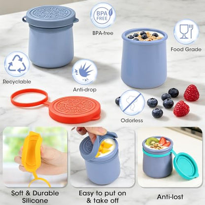 8pack for La Fermiere Yogurt Jar Lids Silicone, Leakproof Covers Fit for La Fermière Yogurt Jars, Reusable Replacement Yogurt Jar Lids, Dishwasher Safe
