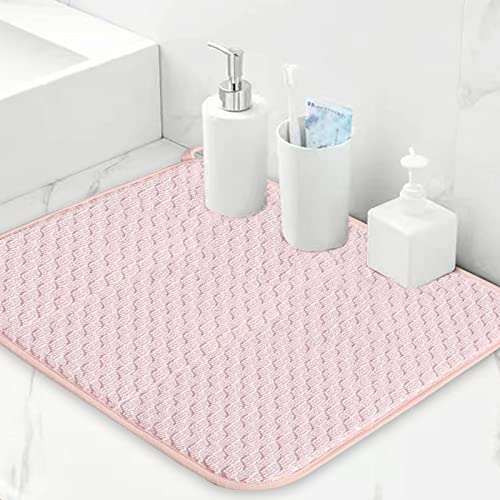 Pink Dish Drying Mats for Kitchen Counter, 2 Pack Dish Drying Mat Drying Pad, Dish Rack Drainer Mat, Kitchen Mat (Pink) - color: Pink