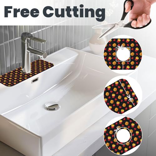 Fries Cheeseburger Heart Faucet Mat For Kitchen Sink, Absorbent Countertop Protector, Quick Dry Sink Splash Guard Pad, Waterproof Draining Mat 15" X 5.5" - color: Style 3