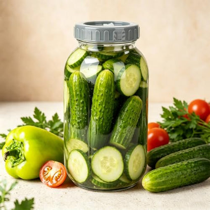64oz/2L Fermentation Jar Kit with Fermenting Weights and Airlock Lids, Wide Mouth Glass Jars with Scale Mark for Making and Storing Sauerkraut, Pickles (Pack of 2) - size: 64oz * 2pack