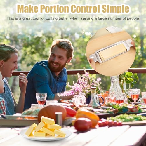 lasuroa Butter Slicer Cutter, Stainless Steel Ergonomic Cheese Slicer Cheese Even Stick Slicing Tool for Portion Control Cheese Wire Slicer with Portable Grip for Food Square Block Butter(Silver) - style: Butter Slicer (with Portable Grip)