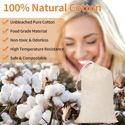 60 Pcs Empty Spice Bags for Cooking Soup, 3x4 In Natural Muslin Drawstring Bag, Reusable Tea Bags for Loose Tea, Small Cheese Cloth Cotton Bag for Straining, Unbleached Cheesecloth Herb Sachet Bag - size: 3x4 IN - 60 PCS