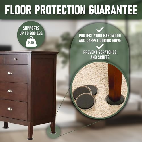 Heavy Duty Furniture Moving System with Lifter Tool and 4 Sliders - Easy Furniture Moving and Lifting Set - Safe for Hardwood Floors and Carpet - Supports Up to 660 lbs