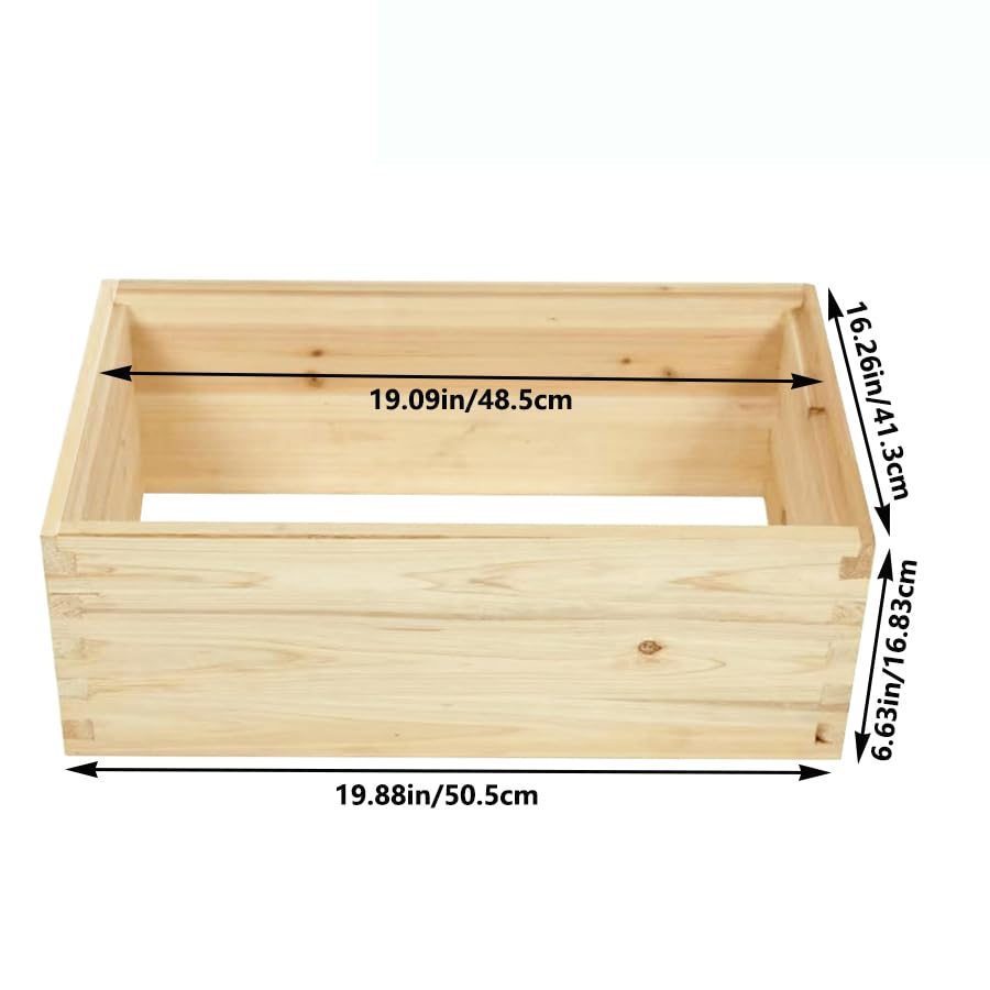 10-Frame Beehive Box Langstroth Medium Super Box, Unassembled Bee Hive Box,Beekeeping Super Boxes with Pre-drilled Holes and Screws, Hives Boxes Starter Kit,6.63 Inch