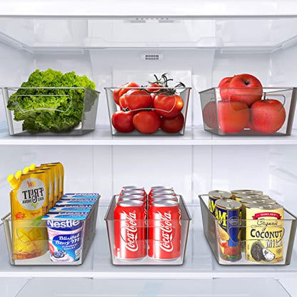 Simple Houseware 8 Pack Clear Fridge Storage Bins Organizer (12"x6.2"x3.4") | for Cabinet / Pantry / Refrigerator / Freezer / Kitchen - size: 8 Pack - 12 x 6 x 3.4