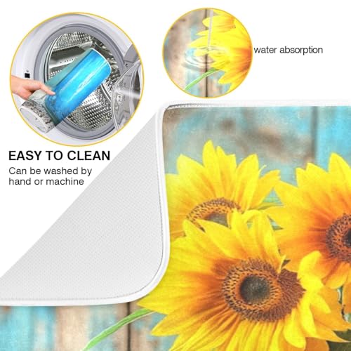 Butterfly Sunflowers Jar Dish Drying Mat Kitchen Dish Drying Pad Absorbent Microfiber Sink Mat for Coffee Bar Draining Racks Sinks 18x24 Inch - size: 18x24in