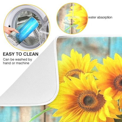 Butterfly Sunflowers Jar Dish Drying Mat Kitchen Dish Drying Pad Absorbent Microfiber Sink Mat for Coffee Bar Draining Racks Sinks 18x24 Inch - size: 18x24in