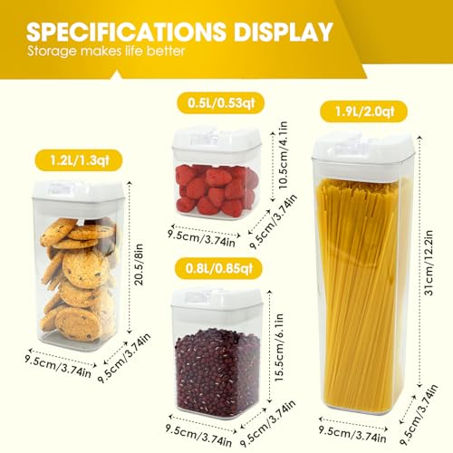 Airtight Food Storage Containers with Lids,7 PCS BPA Free Kitchen Canisters for Pasta,Dry Food,Flour and Sugar,Plastic Canisters for Pantry Organization and Storage
