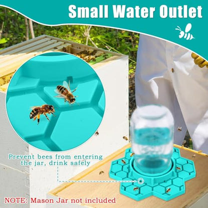 Bee Feeder for Mason Jar – Silicone Bee Watering Station for Garden, Compatible with Regular Mouth Mason Jars(2 Pack)(Blue) - color: Blue