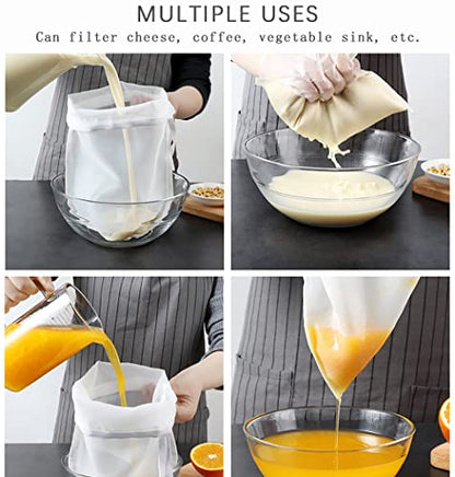 4PCS Large Size Fine Mesh Nylon Strainer For Kitchen，CheeseCloth For Straining With Handle Strainers ,Extra Fine Mesh Strainer Cheese Cloths Bulk Sieve For Cooking Kitchen Tools For Straining