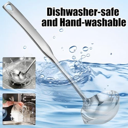 1Pcs 11.8 Inch Stainless Steel Soup Ladle, Stainless Steel Heavy Ladle with Pour Spout for Cooking/Serving Canning(Style-1) - size: Style-1