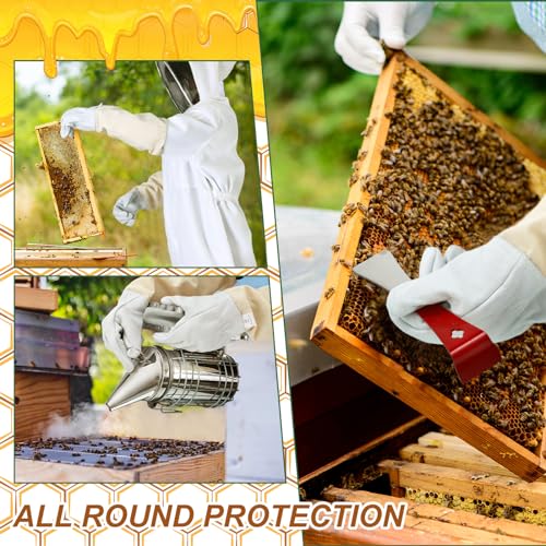 30 Pcs Beekeeping Starter Kit Bees Keeper Starting Kit All Bee Suit Gloves Hive Boxes Storage Bag Beekeeper Supplies Tools for Beekeepers Men Women(M) - size: M