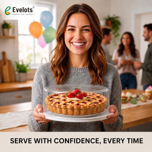 Evelots 4-Pack 10-Inch Airtight Food Storage Container with Lid - Portable Carrier for Pies, Cakes, Cupcakes & More - BPA-Free Clear Plastic - Secure & Easy Transport - size: 4-Pack, style: Pie Container
