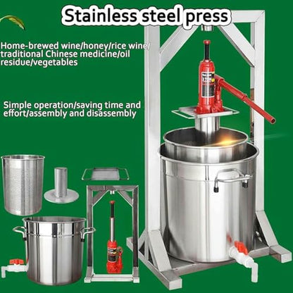 Fruit Wine Press, Fruit Juice Squeezer, 12/22/36l Manual Juice Maker, Fruit Press, Grape Crusher for Wine Making, for Honey Chilli Oil Family Restaurants~/ - size: 36L