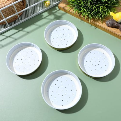BESPORTBLE 4pcs Bee Entrance Feeders Perforated Metal Mason Jar Lids Beehive Waterer Honey Bee Canning Feeder Beekeeping Supplies